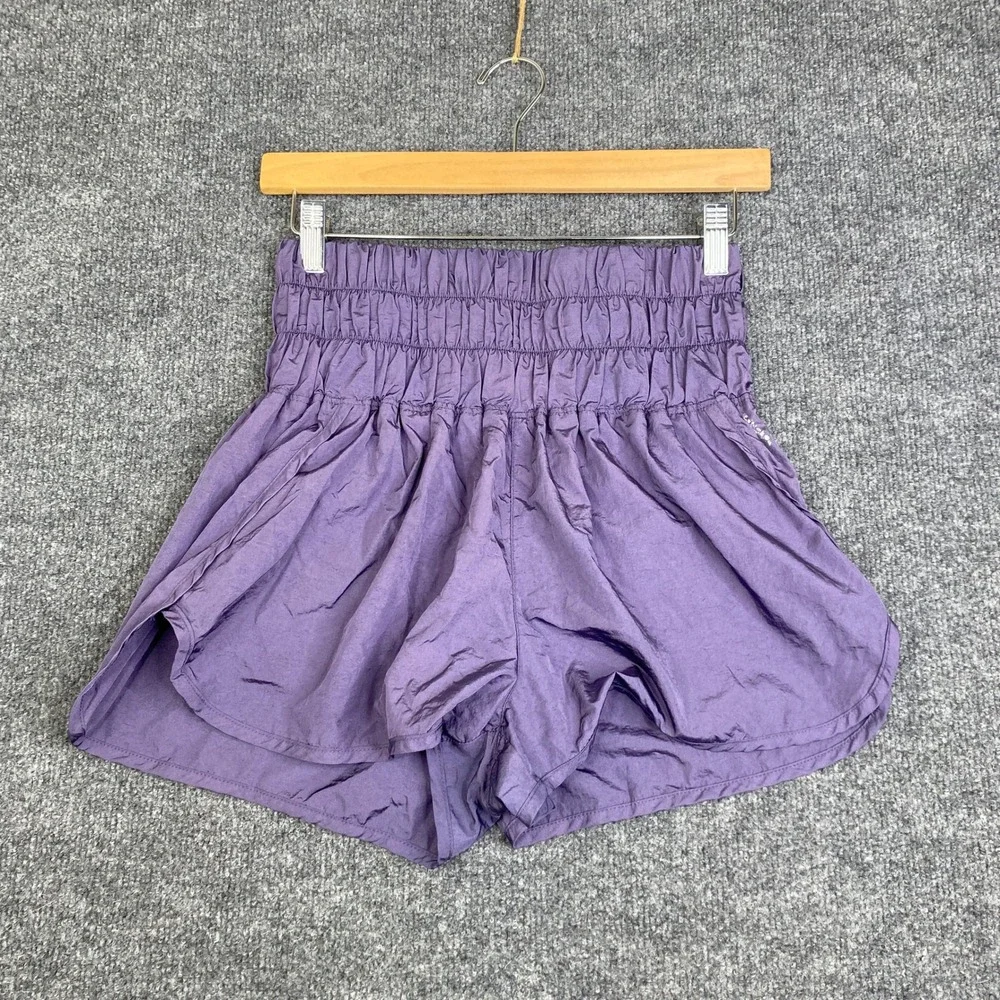 FP Movement Free People The Way Home Shorts Purple High Rise Smocked Waist M - Picture 1 of 7